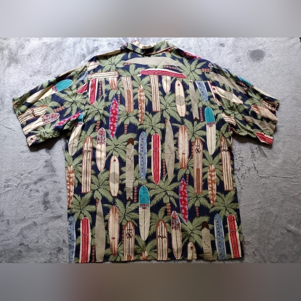 Reyn Spooner Shirt Mens M Hawaiian Longboards Chic Pua Surfboards Palm Trees - Picture 4 of 7